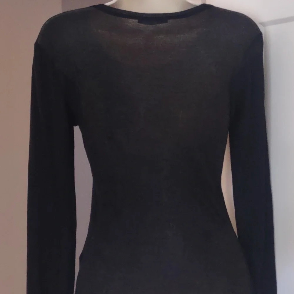 Zara Black Long-Sleeve Scoop Neck Top with Side Ties - Size SMALL - Picture 6 of 8